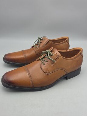 Clarks Tilden Cap Oxford Dress Shoes Mens 10 M Brown Leather Lace Up Casual